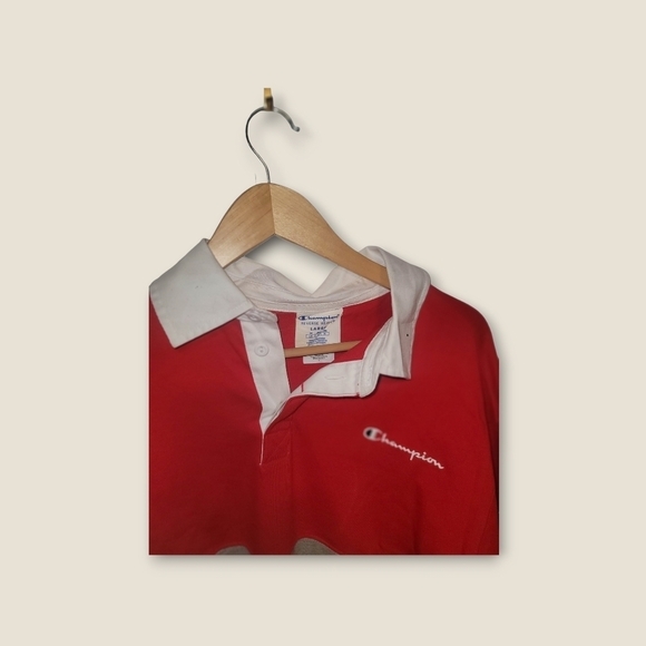 Champion Colour Block Long Sleeve Rugby Polo, Size L - Picture 3 of 5